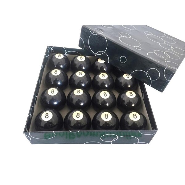 16 x Black 8 Pool Snooker Billiards Balls 2 & 1/4 inch (BOX)