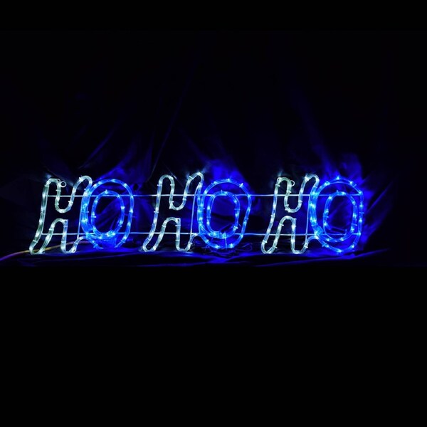 Christmas LED Motif Animated Blue White HOHOHO Sign 100x25cm Outdoor Display