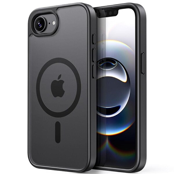 ZUSLAB Magnetic Case for iPhone 16e Compatible with MagSafe, Slim Shockproof Cover with Translucent Matte Back (Black)