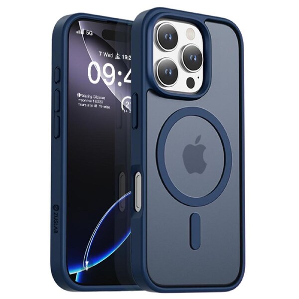 ZUSLAB Magnetic Case for iPhone 16 Pro Compatible with MagSafe, Slim Shockproof Cover with Translucent Matte Back (Deep Blue)