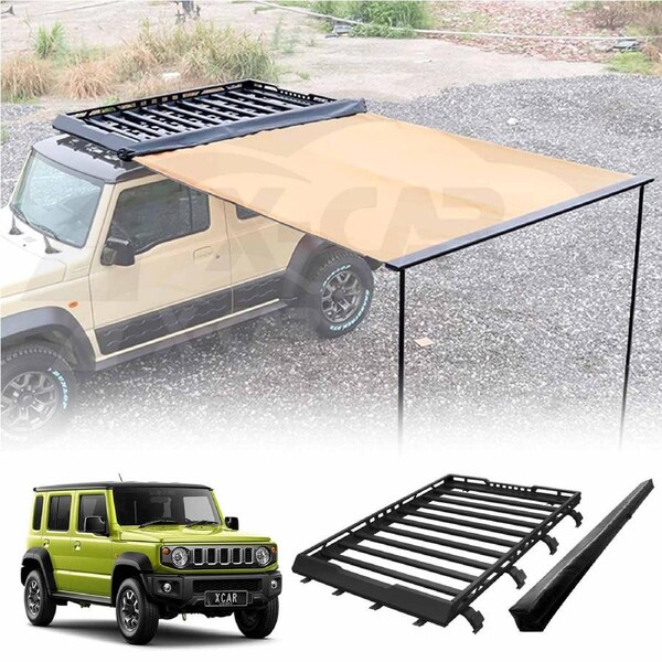 Roof Rack with Side Awning Set for Suzuki Jimny XL 5-Door 2023-Onwards Multi-Functional Expansion Platform 4WD Off-Road Acessories
