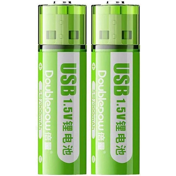 AA USB Rechargeable Batteries 1.5V Li-ion 1400mWh Fast Charging 1000 Cycles 2-Pack