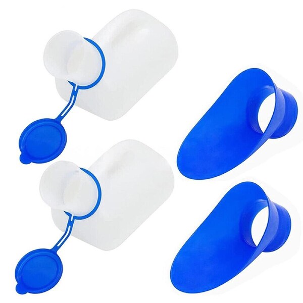 Male Female Urine Portable Pee Bottle Camping Outdoor Travel Urinal Car Toilet 2 Set