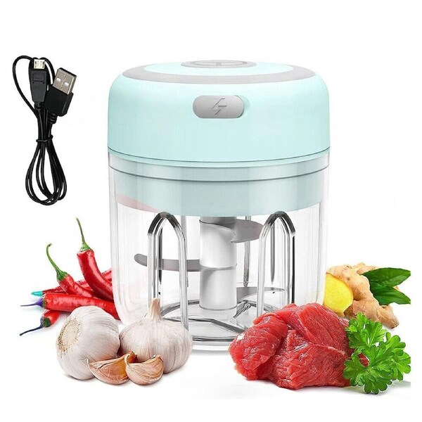 Electric Garlic Food Chopper Vegetable Chopper Grinder Blender Crusher - 250ml Green