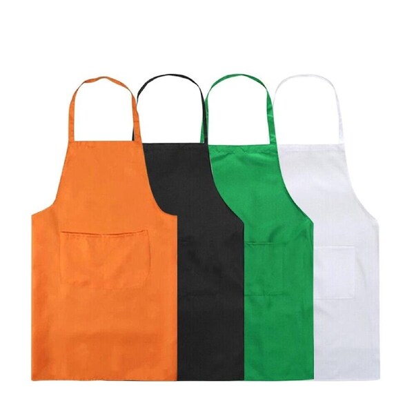Plain Apron Bib Washable Washable Waiter Pocket Butcher Chef Kitchen Cooking White