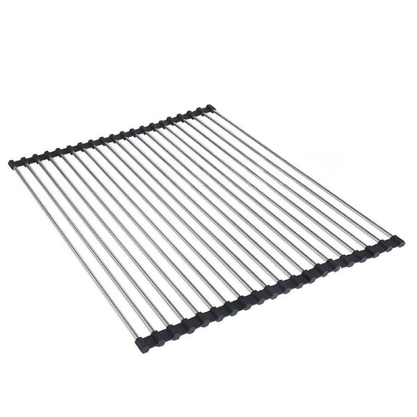 Dish Rack Drying Drainer Over Sink Stainless Steel Rack Roll Up Foldable Kitchen 38 x 47cm