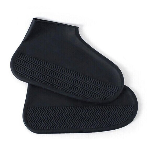 Shoe Cover Waterproof Silicone Non Slip Rain Water Rubber Foot Boot Overshoe - Black L