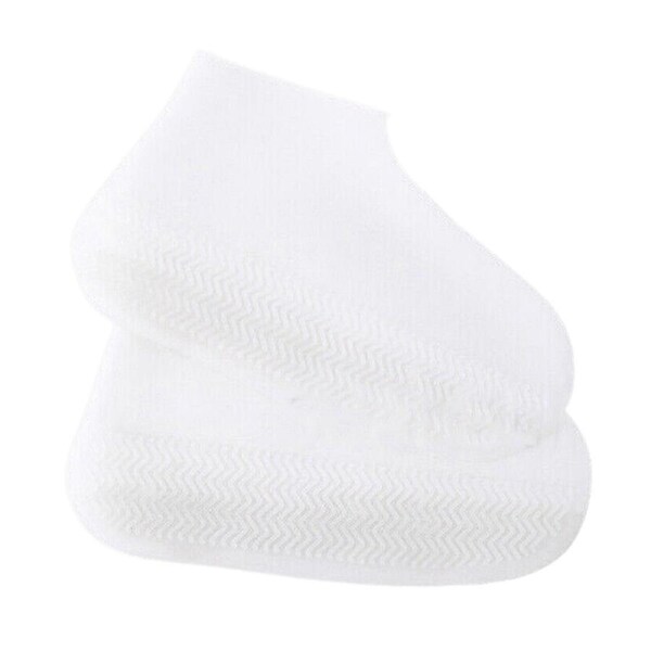 Shoe Cover Waterproof Silicone Non Slip Rain Water Rubber Foot Boot Overshoe - White M