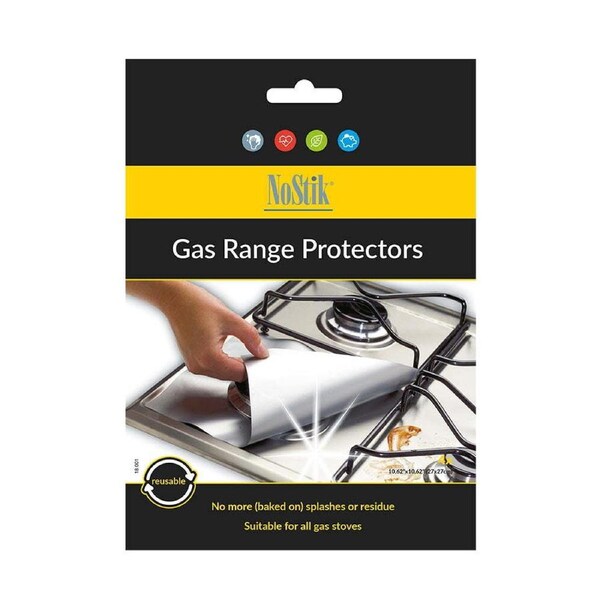 4PK Nostik Reusable 27cm Gas Range Protector Set Stove Top Liner/Cover Silver