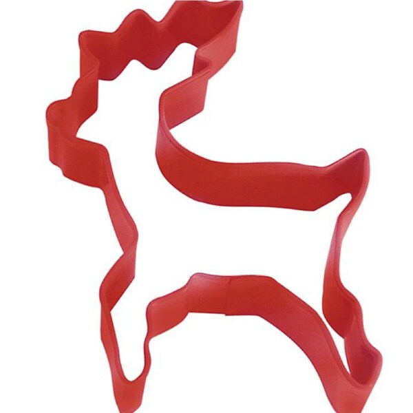 R&M Standing Reindeer Cookie Cutter Polyresin Coated Steel Mould 10cm Red