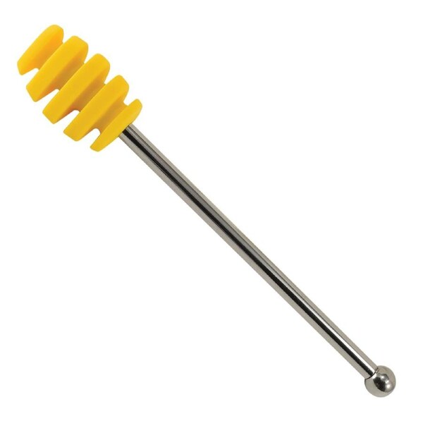 R&M Silicone Head Honey Dipper Utensil w/ Stainless Steel Handle Yellow
