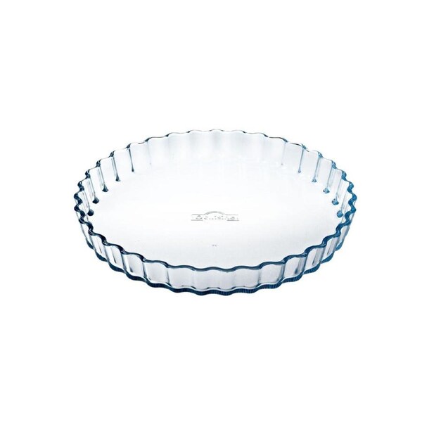 O'Cuisine 27cm Baking Round Glass Pie/Flan Dish Oven Tray Kitchen Bakeware Clear