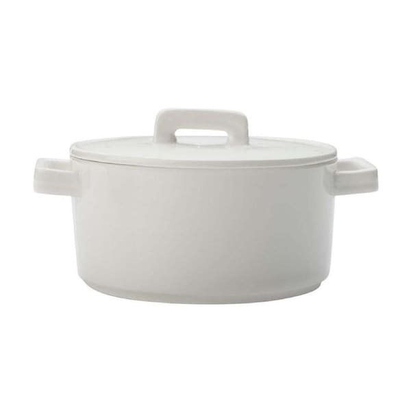 Maxwell & Williams Epicurious Porcelain 1.3L/22cm Casserole w/ Lid Round White