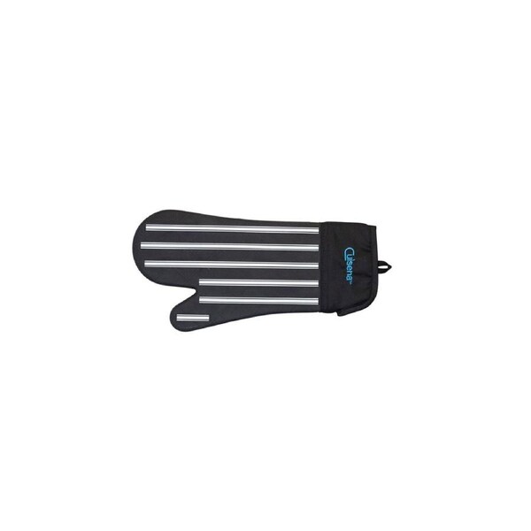 Cuisena Silicone & Fabric Kitchen Heat Resistant Oven Glove Mitt - Black Stripe