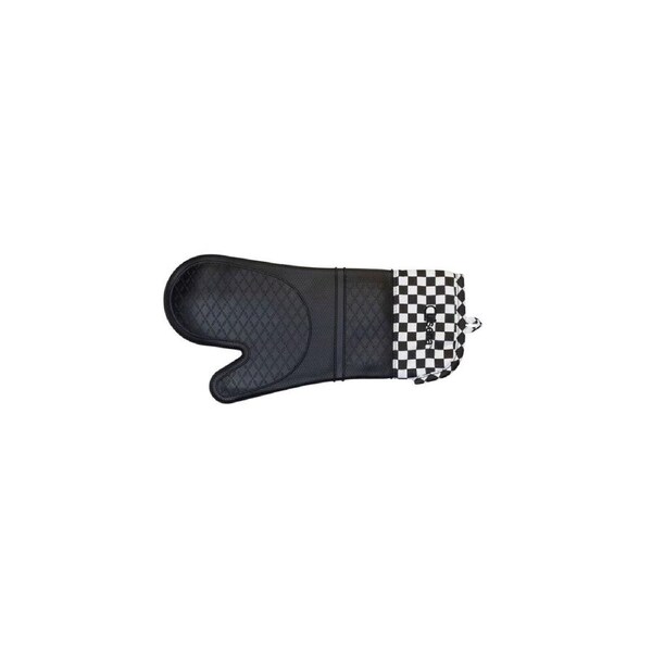 Cuisena Silicone & Fabric Kitchen Heat Resistant Oven Glove Mitt - Black Check