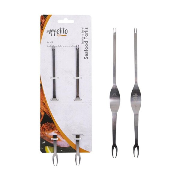 2pc Appetito Stainless Steel Seafood Forks Home Kitchen Cooking Utensils
