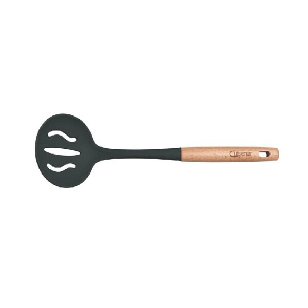 Cuisena Beech Wood 35.5cm Silicone Skimmer Kitchen Food Cooking Utensil Black