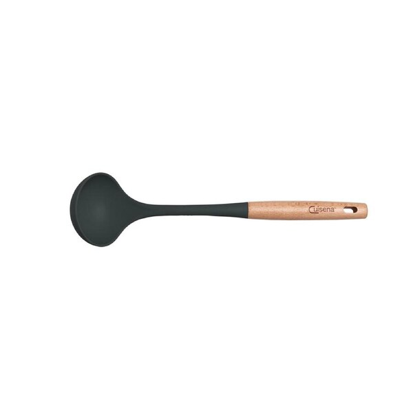 Cuisena Beech Wood 36cm Silicone Soup Ladle Kitchen Food Cooking Utensil Black