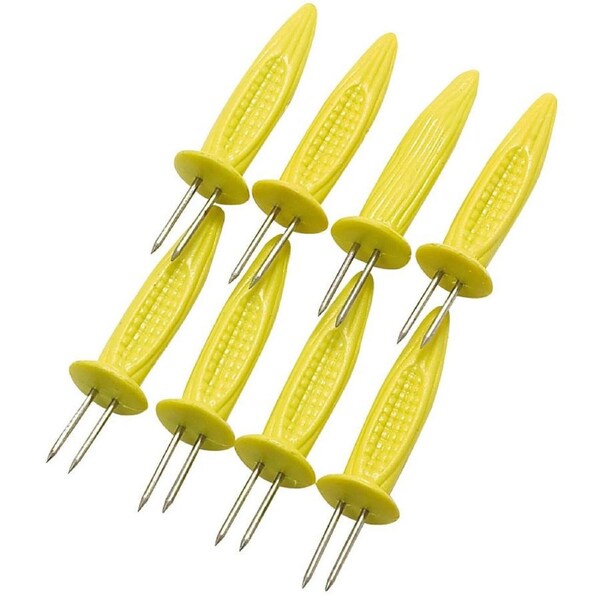 8pc Cuisena Corn Holder Jumbo Set Corncob Handle Grilling Skewer Fork Yellow