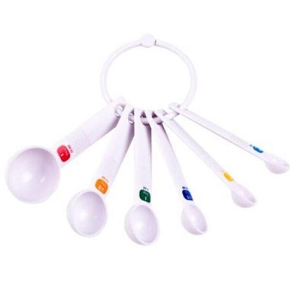 6pc Appetito Plastic Measure Spoons Home Kitchen Cooking/Baking Utensils WHT