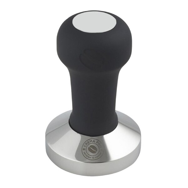 Crema Pro Ergonomic Coffee Tamper w/Storage Bag Solid Stainless Steel BLK 58mm