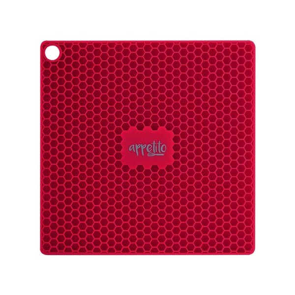 Appetito Silicone Square Trivet Table Surface Protector Mat/Pad 17.3cm Red