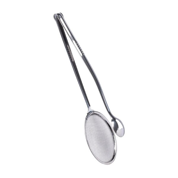 Cuisena 2-in-1 Stainless Steel Frying Tongs & Strainer Cooking Utensil Silver
