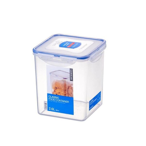 Locknlock 2.6L Airtight Classic Square Food/Snack Container Storage Tall Clear