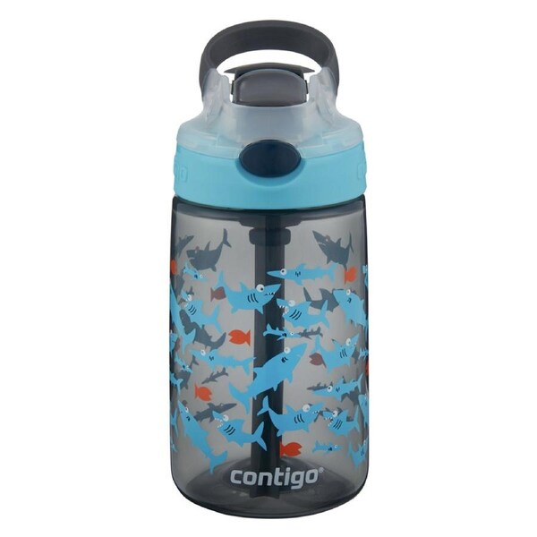 Contigo Gizmo Flip Autospout Kids Drink Bottle Charcoal Sharkbait Graphic 420ml