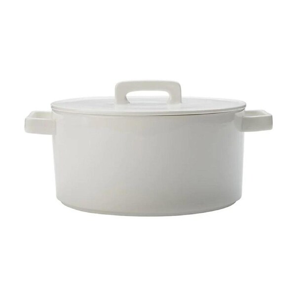 Maxwell & Williams Epicurious Porcelain 2.6L/29cm Casserole w/ Lid Round White