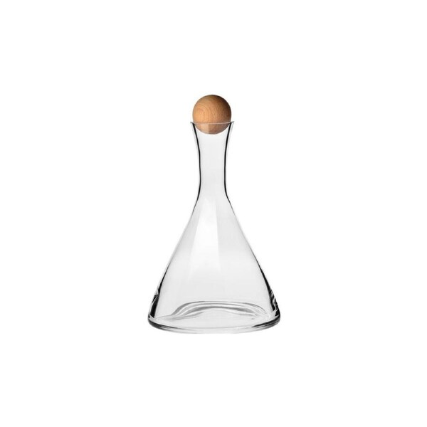 Krosno Connoisseur 1L Wine Decanter Glass Container w/ Beechwood Stopper Clear