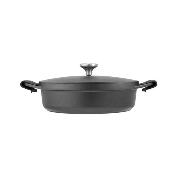 Agile Non-Stick Aluminium 28cm/4L Shallow Casserole w/ Lid Cookware Round Black