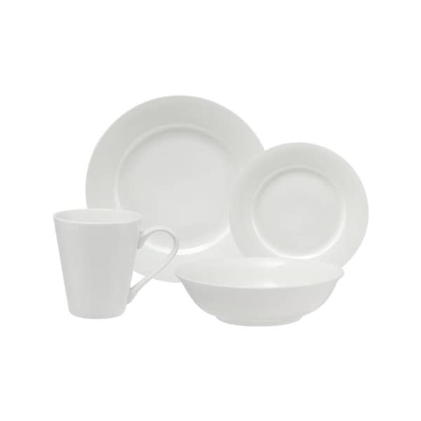 16pc Maxwell & Williams White Basics Food Dinner Set Cosmopolitan Rim Porcelain