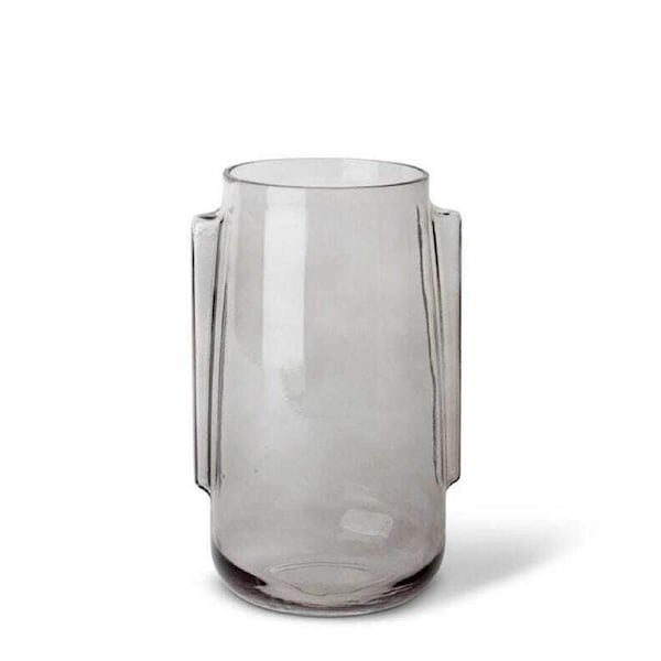 E Style 28cm Glass Koami Tall Plant/Flower Vase Tabletop Decor Smoky Grey