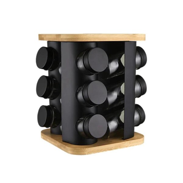 13pc Maxwell & Williams Harstad Spice Rack w/ Jars Kitchen Organiser Set Black