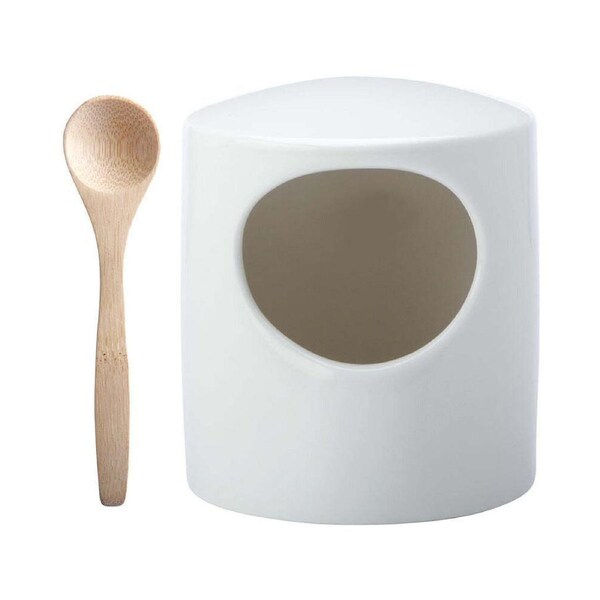 Maxwell & Williams Epicurious 12cm Porcelain Salt Pig Tableware w/ Spoon White