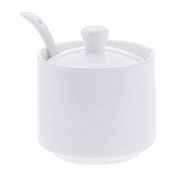 Maxwell & Williams White Basics Porcelain Sugar Bowl w/Spoon 9 x 8.5cm/Cup