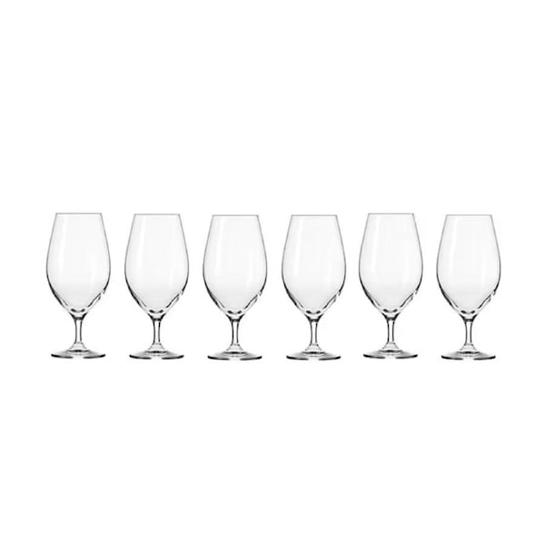 6pc Krosno Harmony Stemmed 400ml Beer Glasses Craft/Lager Drink Cup Set Clear