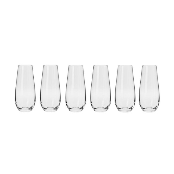 6pc Krosno Harmony 250ml Stemless Champagne Flute Glass Drinkware Set Clear
