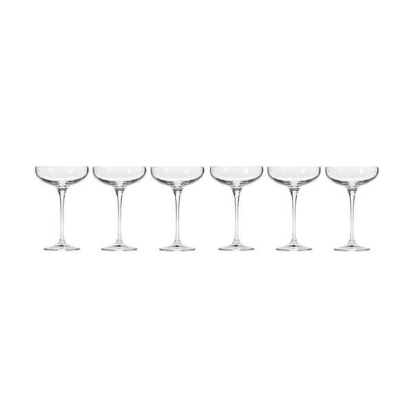6pc Krosno Harmony 240ml Stemmed Coupe Champagne Glass Drinkware Set Clear