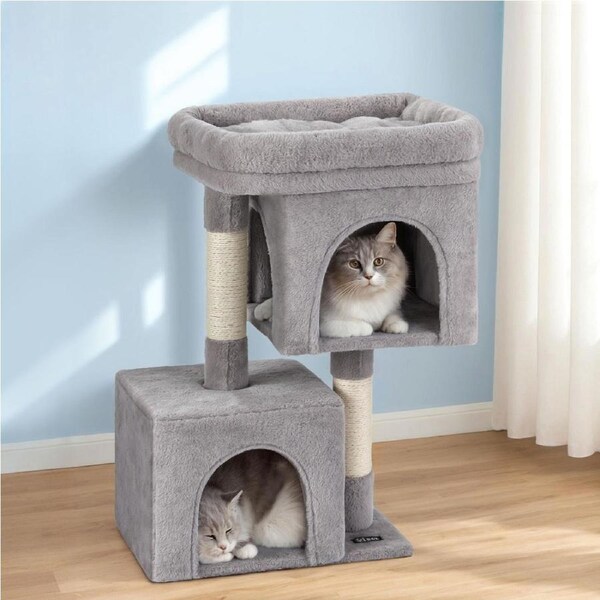 i.Pet Cat Tree 67cm Tower Scratching Post Trees Scratcher Condo House Light Grey