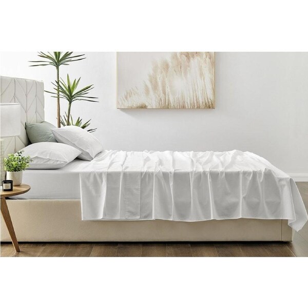 Brosa 500TC Sateen Cotton Bed Sheet Set White Bed Size King Single