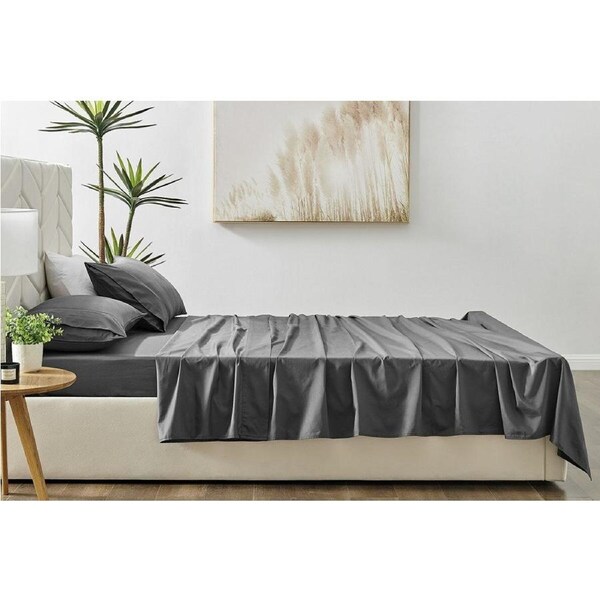 AS__Brosa 500TC Sateen Cotton Bed Sheet Set Charcoal Bed Size King Single