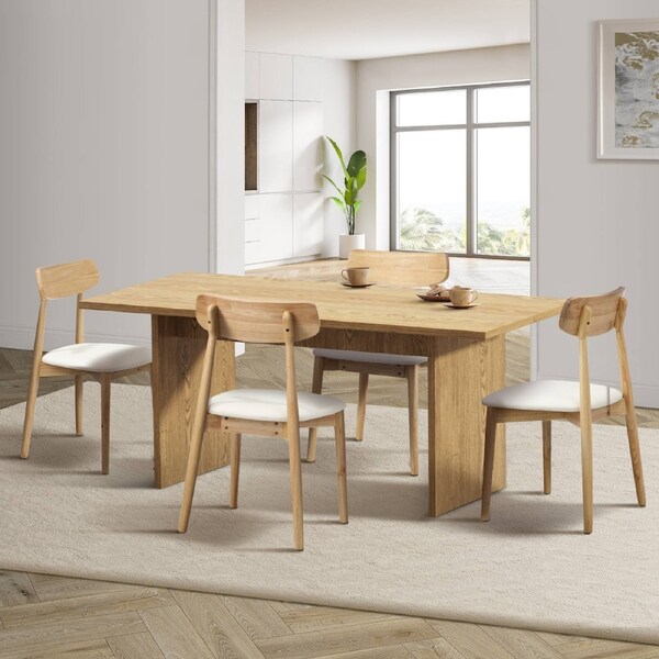 Oikiture 4-Seater Dining Table and Chairs Wooden Furniture Set