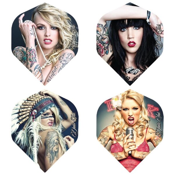Formula Sports Tattoo Girls Standard Dart Board Darts Flights 4 Sets