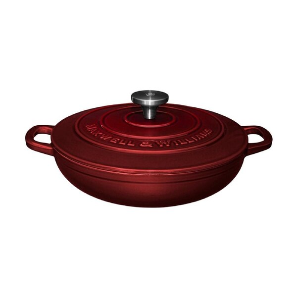 Maxwell & Williams Cookware Cast Iron Braiser 27cm/3.3L with Gift Box - Merlot