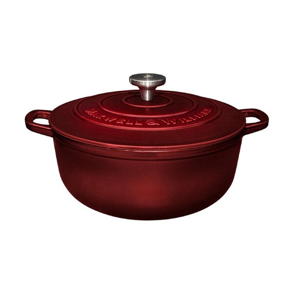 Maxwell & Williams Cookware Cast Iron Round Casserole 28cm/6.2L - Merlot