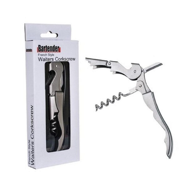 Bartender French Style Stainless Steel Waiters Corkscrew Bottle Opener