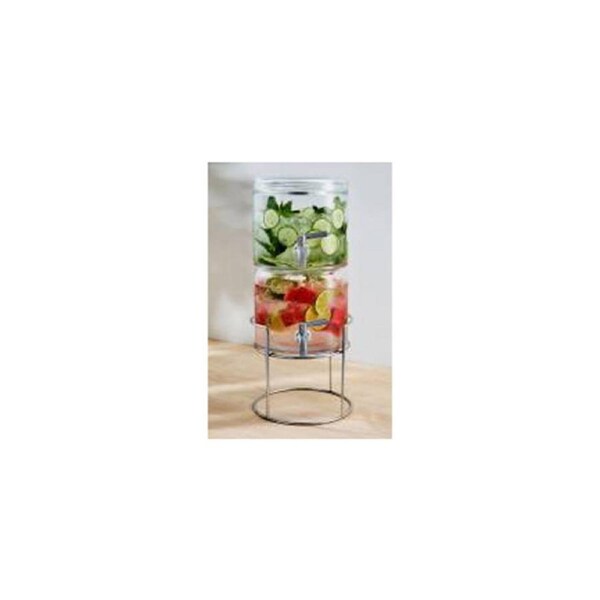Maxwell & Williams Refresh Dual Beverage Glass Dispenser With Stand 2X3.8L