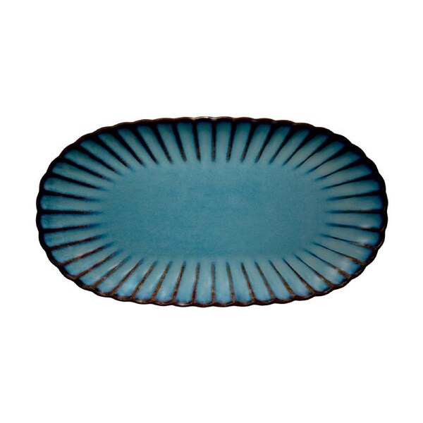 Casa Domani Solare Oval Platter Durable Stoneware 33x18cm - Azure